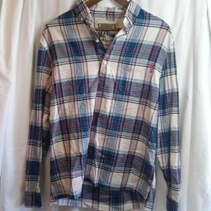 chubbies White Plaid Henley Shirt Blue Purple In Tents Relaxation Cabincore Med